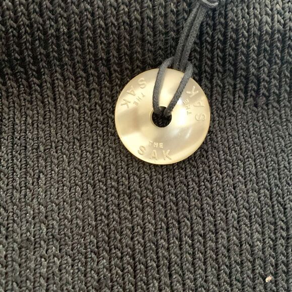 The Sak Black Knit Mesh Shoulder Bag with Mother of Pearl Charm - Picture 2 of 12